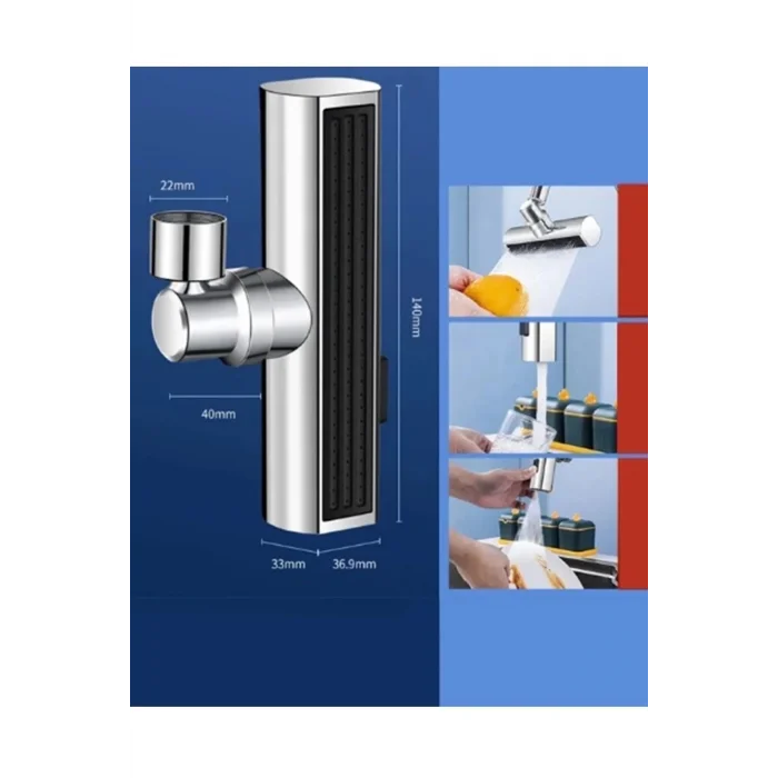  Krom Tasarruflu Şelale Musluk Başlığı 4 Modlu, Ayarlanabilir, Su Tasarrufu Sağlayan Pratik Başlık