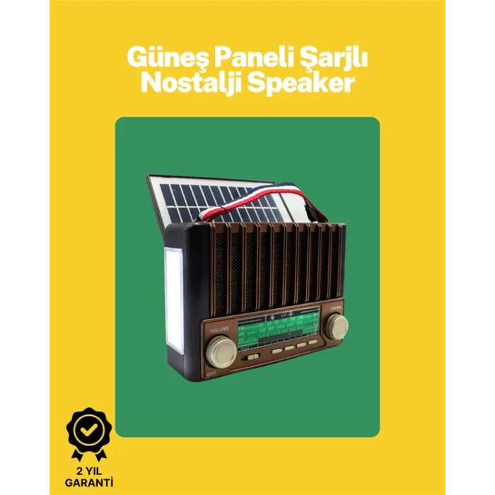 BUĞZ KTF-1428 Solar Panel Destekli Şarjlı Bluetooth Hoparlör – FM/AM/SW Radyo, AUX ve TF Kart Girişli - BUĞZ