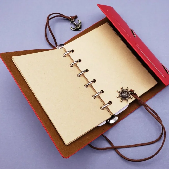 BUĞZ Küçük Boy Pusula Baskılı Deri Defter