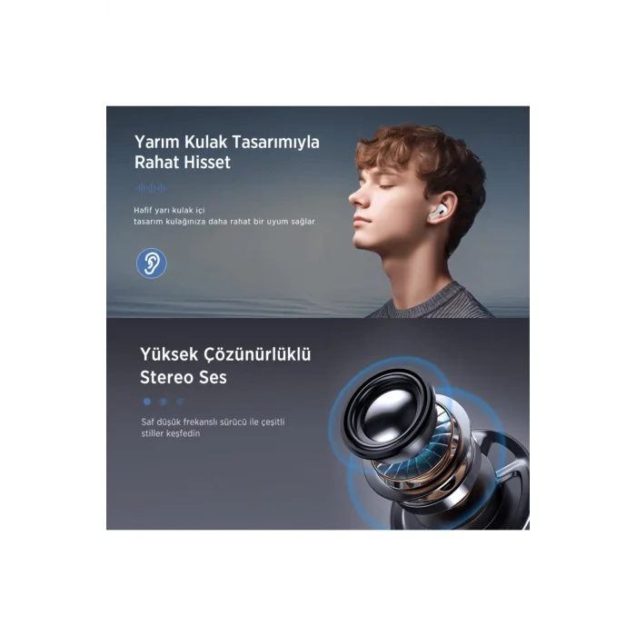 BUĞZ Kulak İçi Kablosuz Bluetooth Kulaklık, Dokunmatik Kontrol ve Gürültü Önleme Özellikli, Beyaz Renk
