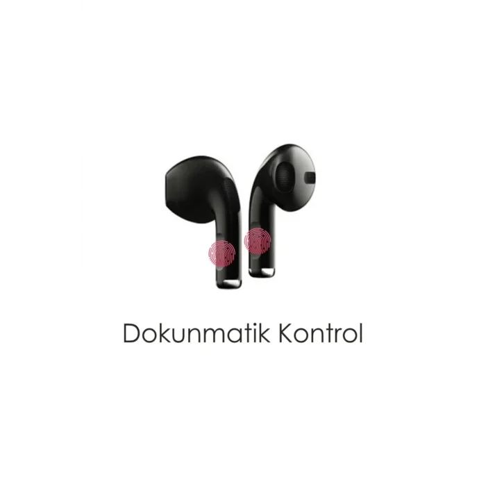 BUĞZ Kulak İçi Kablosuz Bluetooth Kulaklık, Dokunmatik Kontrol ve Suya Dayanıklı Siyah Tasarım