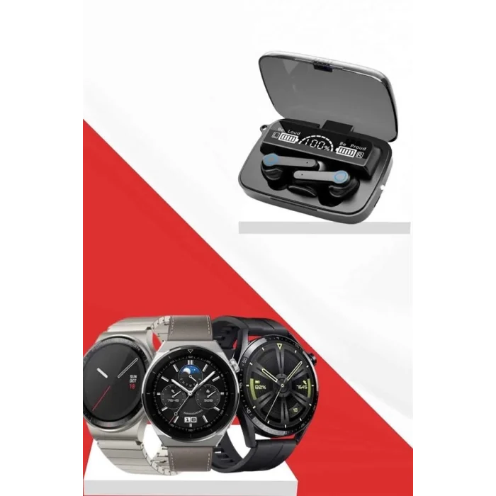  Kulak İçi Kablosuz Bluetooth Kulaklık ve NFC ve GPS Özellikli Akıllı Saat Alarm ve Titreşim