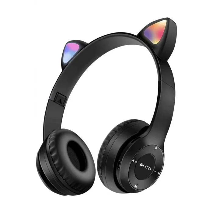 BUĞZ Kulak Üstü Bluetooth Kulaklık, RGB Işıklı ve Dokunmatik Kontrollü, Mikrofonlu, Siyah Renk