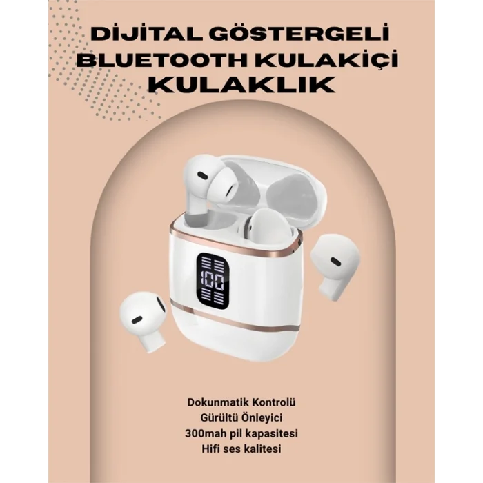  Kulakiçi Bluetooth Kulaklık V5.3 – 4’lü Set, Dijital Ekranlı, Gürültü Engelleme