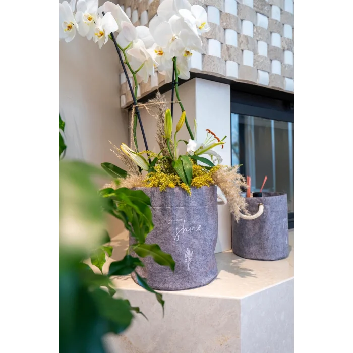  Kulplu Yuvarlak Düzenleyici Çok Amaçlı Kolay Taşınabilen Organizer Keçe Sepet (3lü Set)