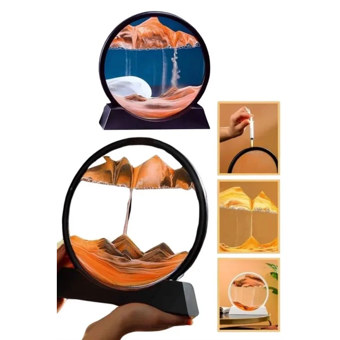 BUĞZ Kum Saati Yuvarlak Şık Kum Tablosu Dekoratif Kum Sulu Kum Saati