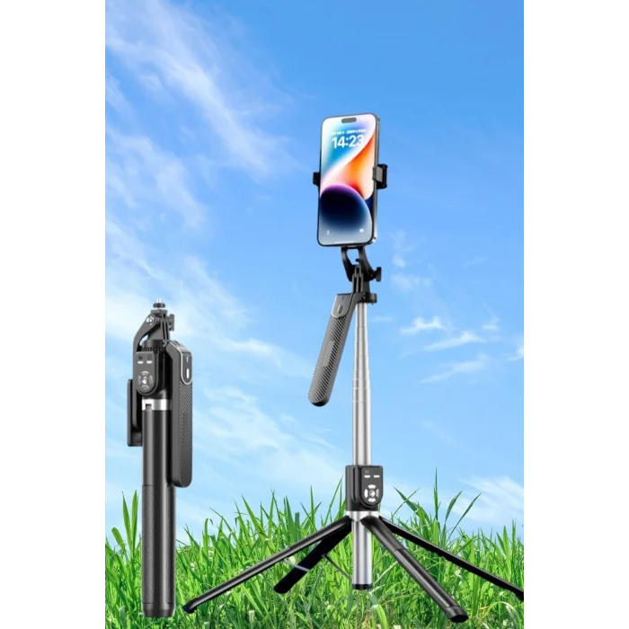 BUĞZ Kumandalı 360 Derece Dönebilen Cep Telefonu Ve Kamera Tripodu 2.2m Uzayabilen Selfie Çubuğu ( BUĞZ )