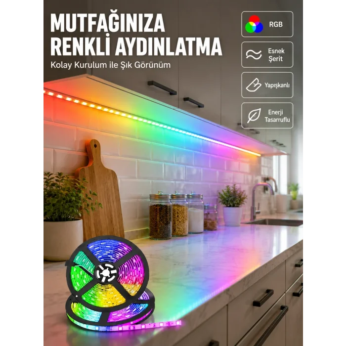 BUĞZ Kumandalı 5 Metre Şerit LED Dekoratif Aydınlatma