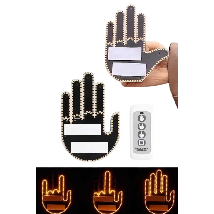  Kumandalı El Led Araba İçi 4 Farklı Mod El Orta Parmak Led