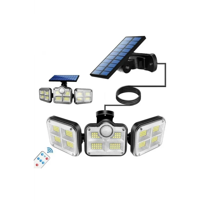 BUĞZ Kumandalı Solar Güneş Enerjili 122 Ledli Hareket Sensörlü Bahçe Aydınlatma Sokak Lambası