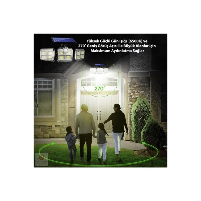 BUĞZ Kumandalı Solar Güneş Enerjili 122 Ledli Hareket Sensörlü Bahçe Aydınlatma Sokak Lambası
