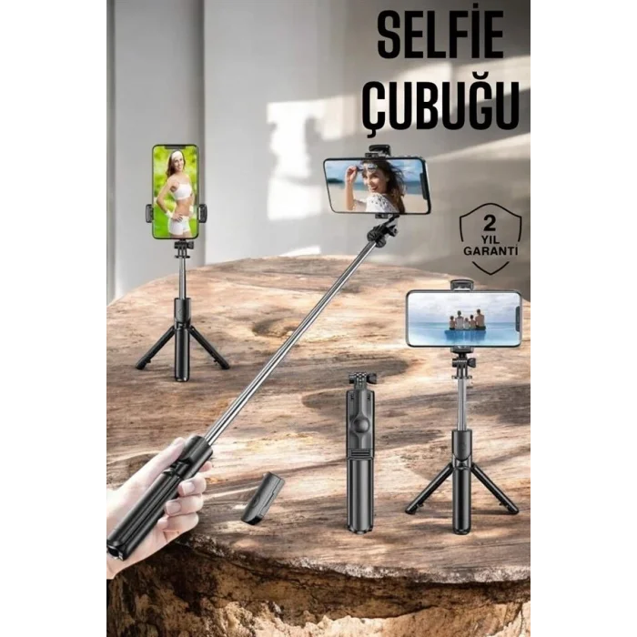 BUĞZ Kumandalı Tripod Telefon Tutucu Selfie Çubuğu 360 Derece Dönebilen