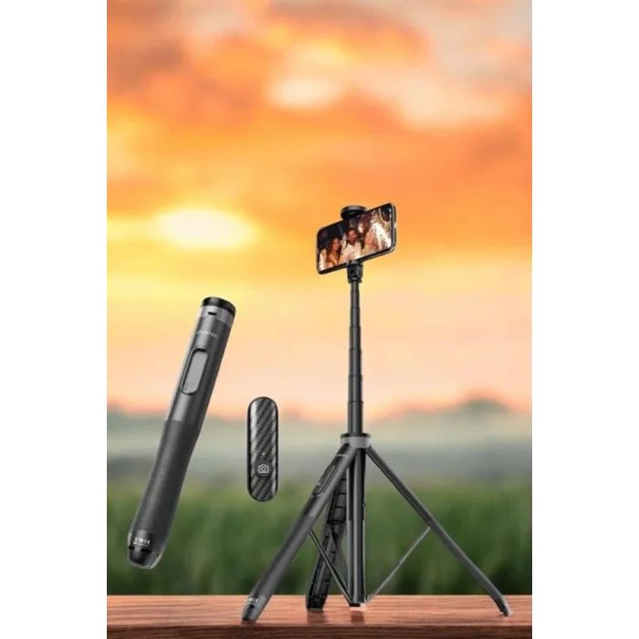 BUĞZ Kumandalı Tripod Telefon Tutucu Selfie Çubuğu 360 Derece Dönebilen