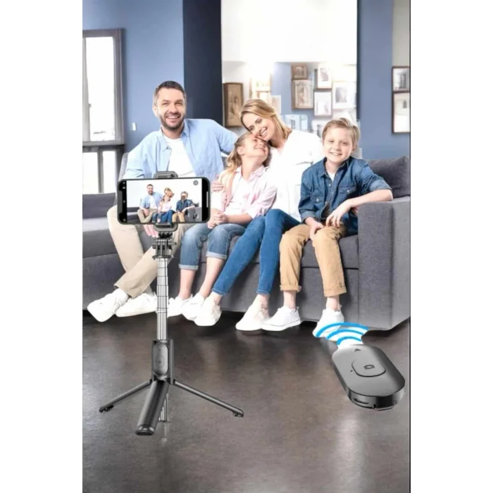 BUĞZ Kumandalı Tripod Telefon Tutucu Selfie Çubuğu 360 Derece Dönebilen - BUĞZ