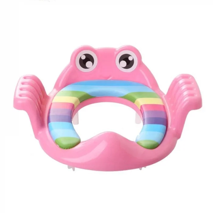 BUĞZ Kurbağa Model Çocuk-bebek Yanlardan Tutmalı Yumuşak Süngerli Klozet Kapağı Adaptörü Pembe