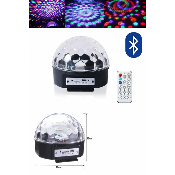 BUĞZ Küre Disko Topu Müzik Çalar Renkli Lazer Işıklı Bluetooth Disko Parti Işığı Kumandalı - BUĞZ