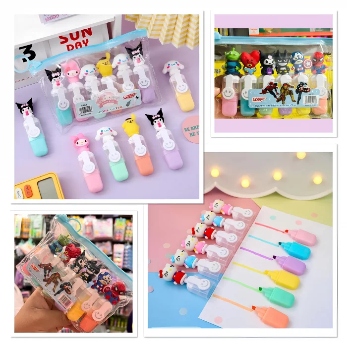BUĞZ Kuromi, Hello Kitty Ve Süper Kahramanlı Fosforlu 6 lı Kalem Seti