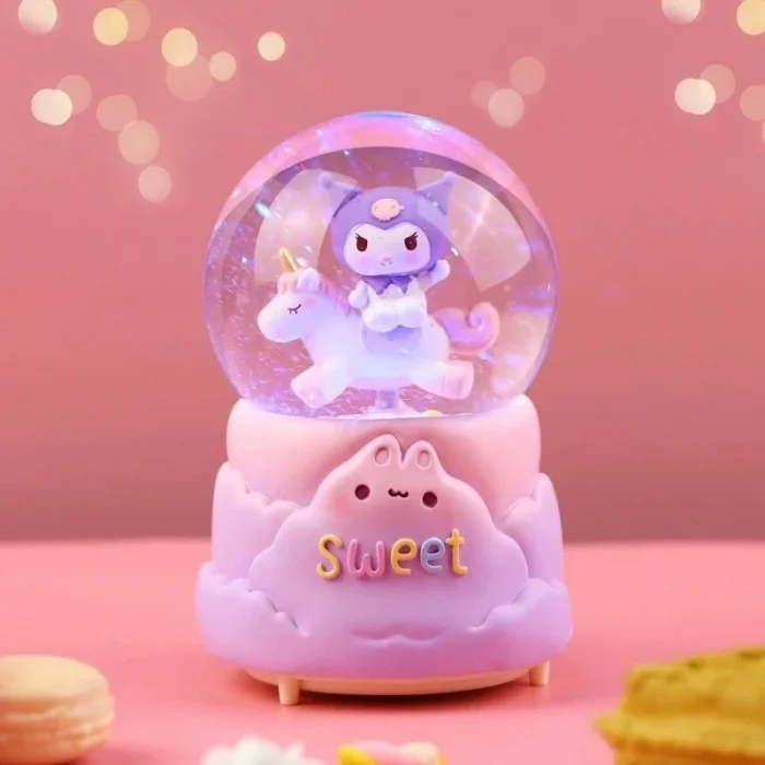 BUĞZ Kuromi İçi Dönmeli Püskürtmeli Işıklı Müzikli Kar Küresi Büyük Boy Model 1