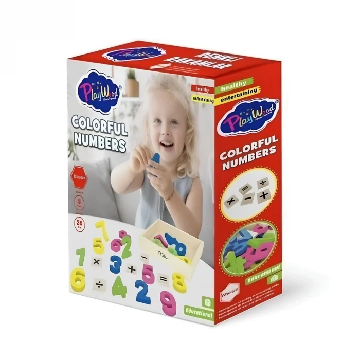  Kutuda 26 Parça Ahşap Kasalı Renkli Rakamlar