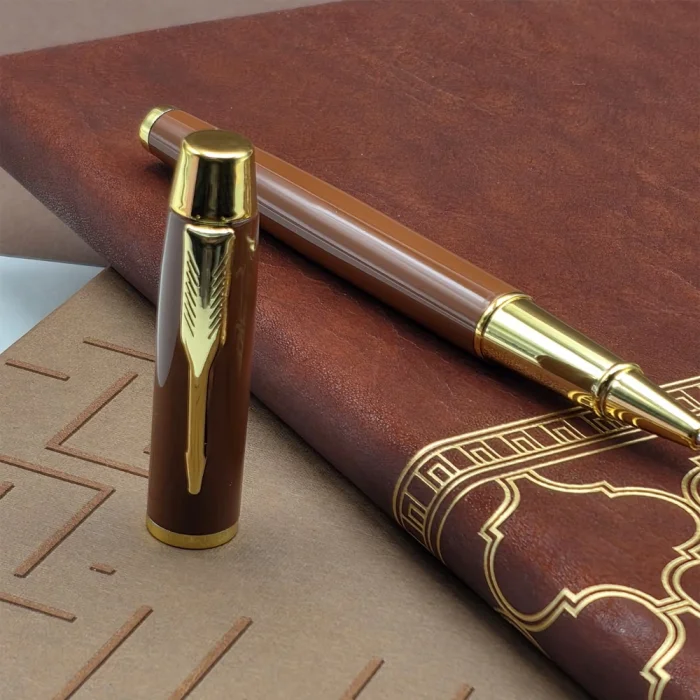 BUĞZ Kutulu - Lüks Deri Desenli Defter ve Metal Kalem - Hediye Seti