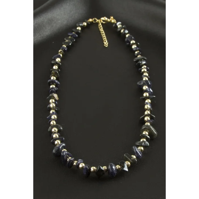 BUĞZ Lacivert Yıldız Kırık Doğaltaş Kolye