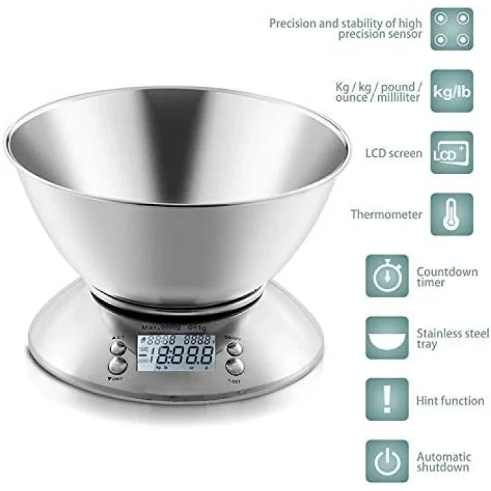  Lcd Ekran Elektronik Dijital Mutfak Terazisi İnox Hassas Mutfak Tartısı