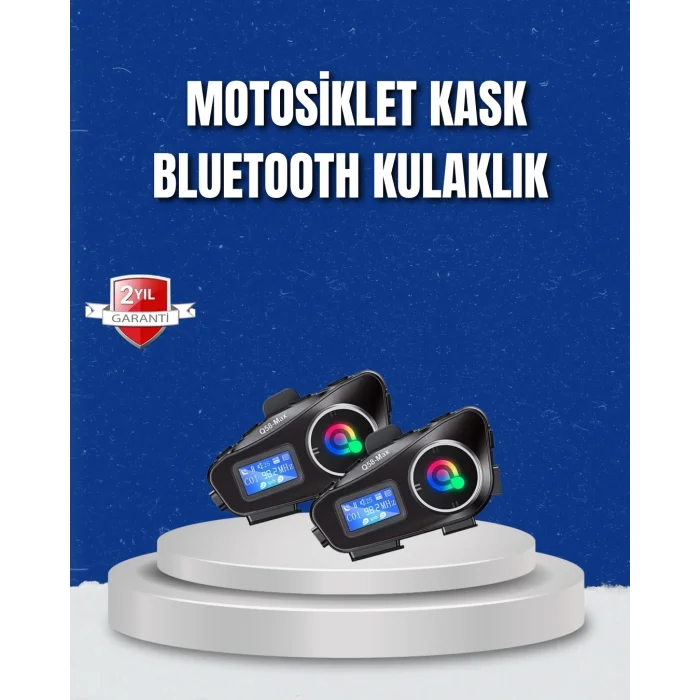  LCD Ekranlı Bluetooth Kask Kulaklığı FM Radyo ve SD Kart Girişli