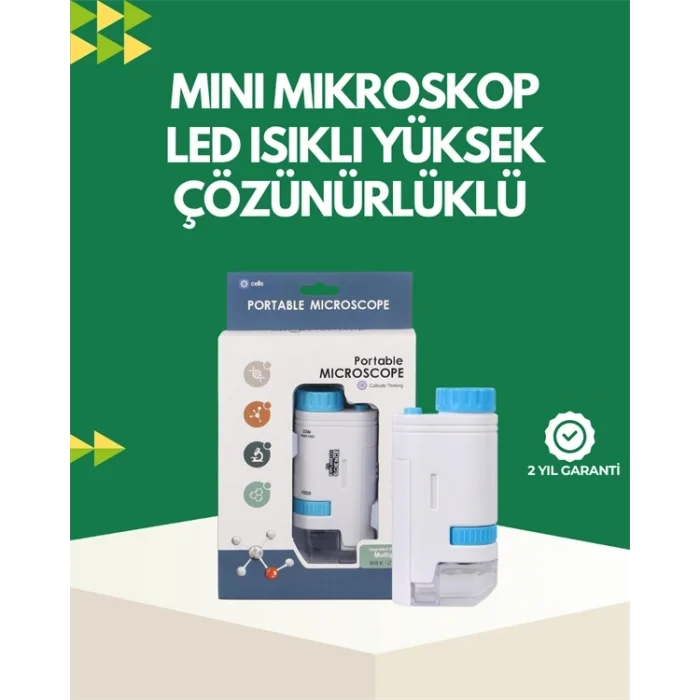 BUĞZ LED Aydınlatmalı 80–200 Kat Büyütmeli Cep Mikroskop