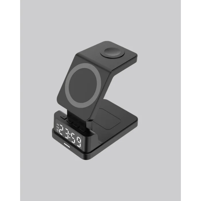BUĞZ LED Dijital Saatli Kablosuz Şarj Cihazı – 3 Parlaklık Ayarlı, Şarj Koruma Teknolojili