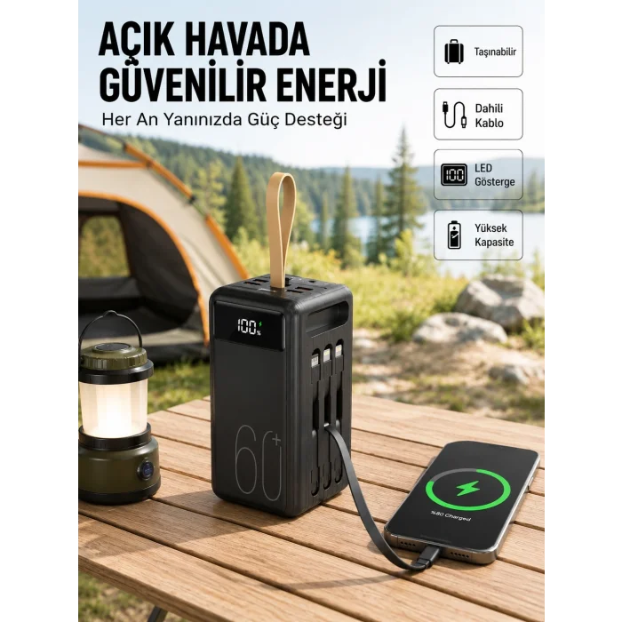 BUĞZ LED Ekranlı Çok Fonksiyonlu Taşınabilir Şarj Ünitesi Powerbank Yeni Nesil