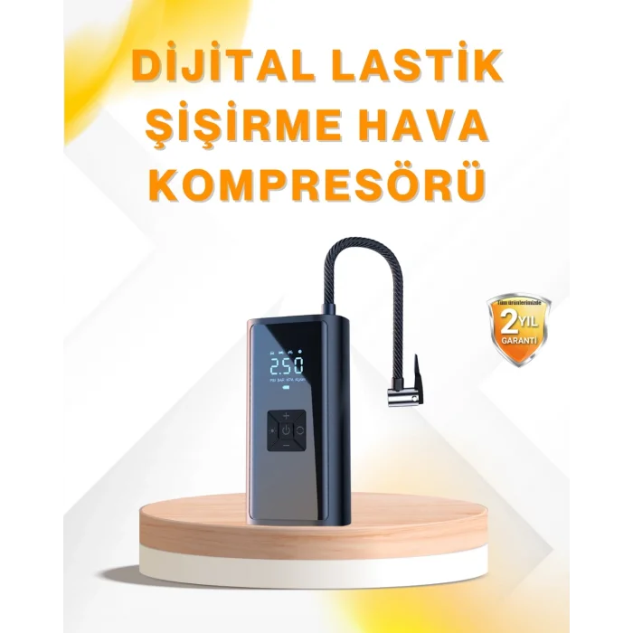  LED Fenerli ve SOS Işıklı Çok Fonksiyonlu Hava Kompresörü
