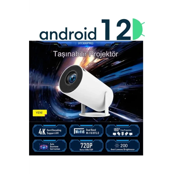 BUĞZ LED FULL HD projeksiyon cihazı 1280x720 çözünürlük 200 ansilümen 3000:1 kontrast beyaz