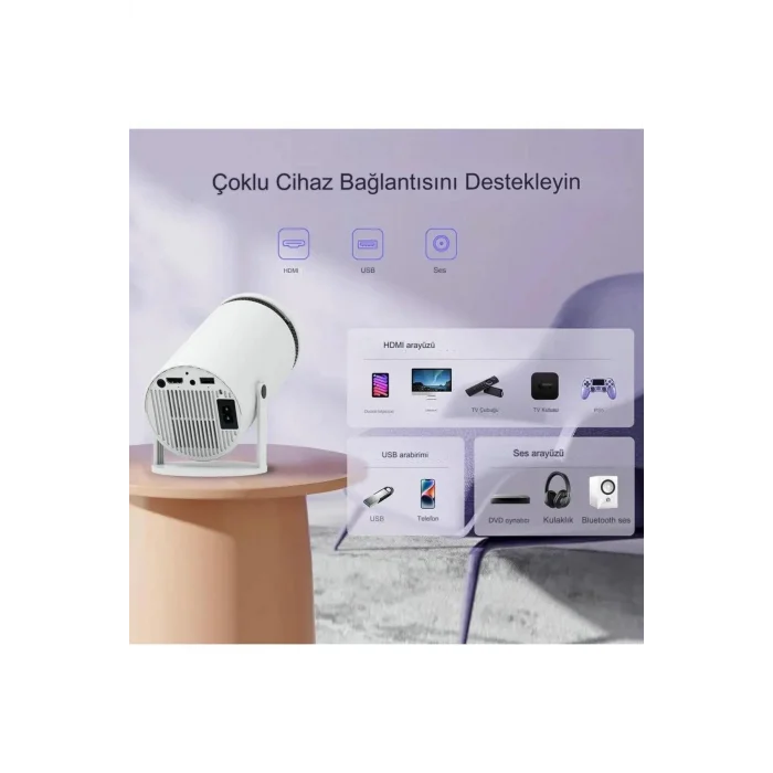 BUĞZ LED FULL HD projeksiyon cihazı 1280x720 çözünürlük 200 ansilümen 3000:1 kontrast beyaz
