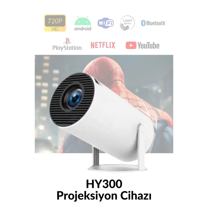 BUĞZ LED görüntü teknolojili 4K çözünürlüklü beyaz projeksiyon cihazı, 1080P, HDR, kablosuz, HDMI