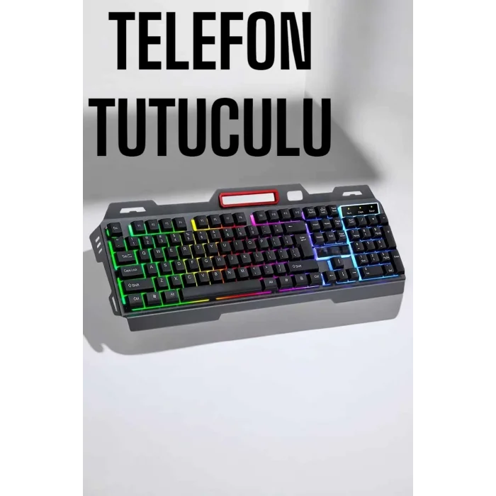 BUĞZ Led Işıklı Oyuncu Klavye Usb Girişli RGB Işıklı Q Klavye Mouse Hediyeli