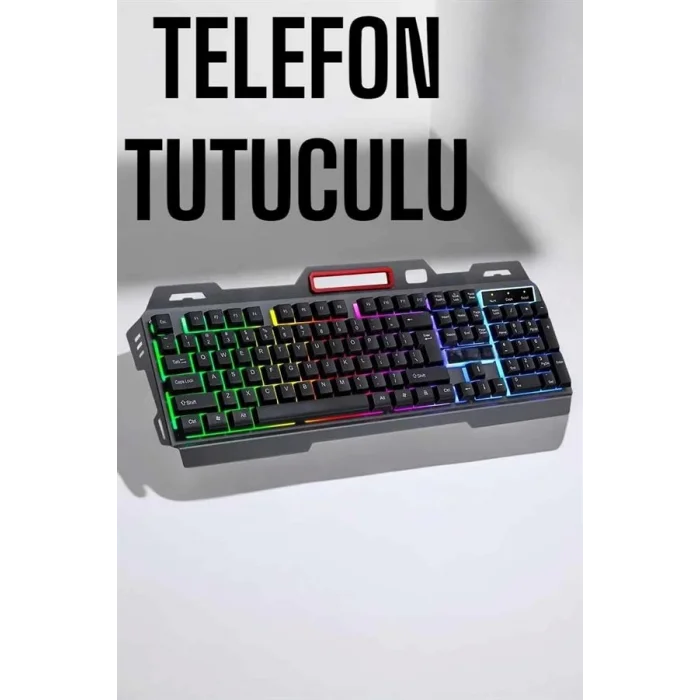  Led Işıklı Oyuncu Klavye Usb Girişli RGB Işıklı Q Klavye Mouse Hediyeli