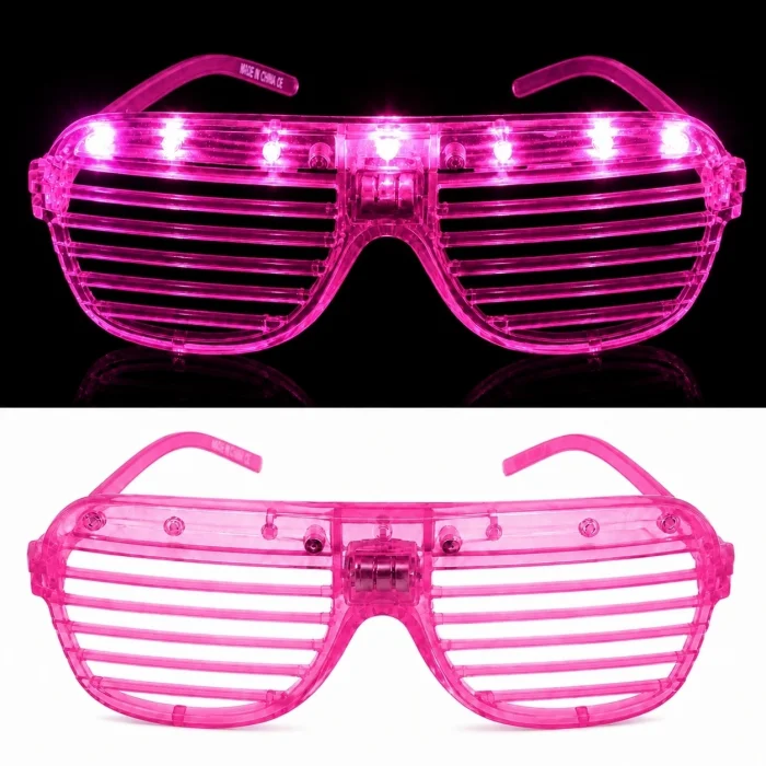 BUĞZ Led Işıklı Panjur Parti Gözlüğü Pembe Renk Shutter Gözlük