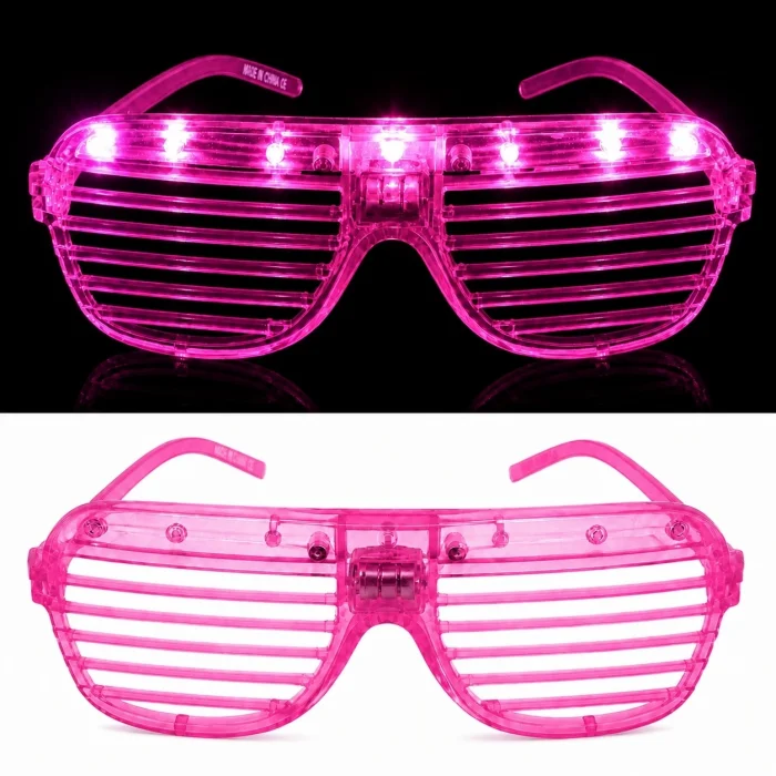 BUĞZ LED Işıklı Panjur Parti Gözlüğü Pembe Renk Shutter Gözlük