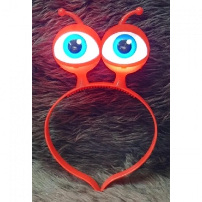 BUĞZ Led Işıklı & Pilli Uzaylı Göz Parti Tacı Kırmızı Renk