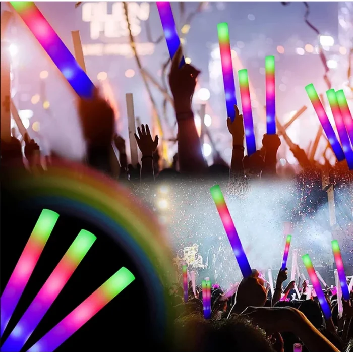 BUĞZ Led Işıklı Rengarenk Sünger Parti Çubuk Işıklı Kauçuk Sopa 46 cm