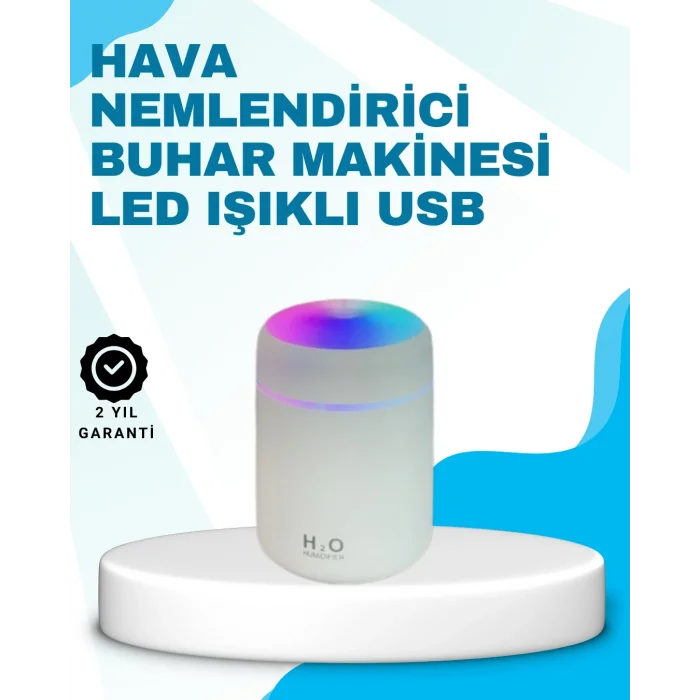 BUĞZ LED Işıklı Sessiz Masaüstü Nemlendirici – 3 Buhar Modu