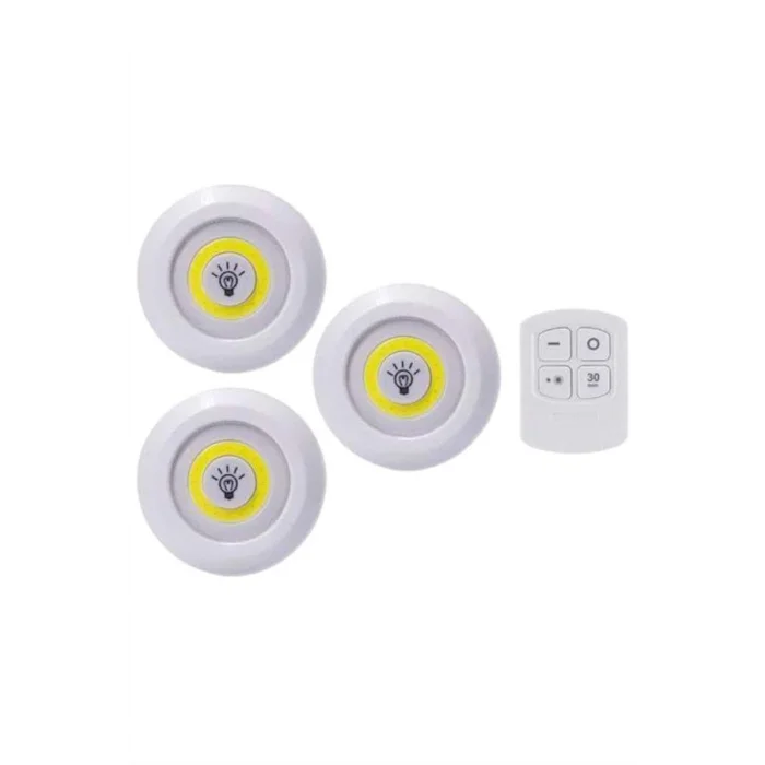 BUĞZ Led Lamba 3lü Uzaktan Kumandalı Yapışkanlı - Lisinya