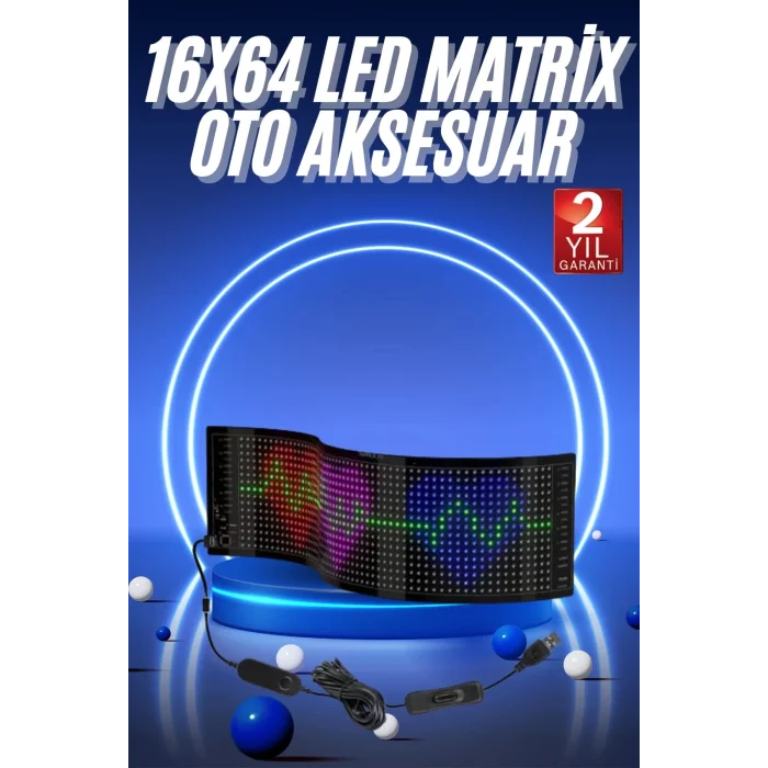  LED Matrix Panel RGB Ekran Kumandalı 16X64 Araç Camına Uygun