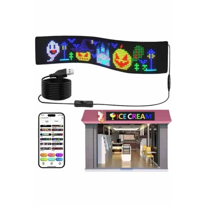  LED Matrix Panel RGB Ekran Kumandalı 16X64 Araç Camına Uygun