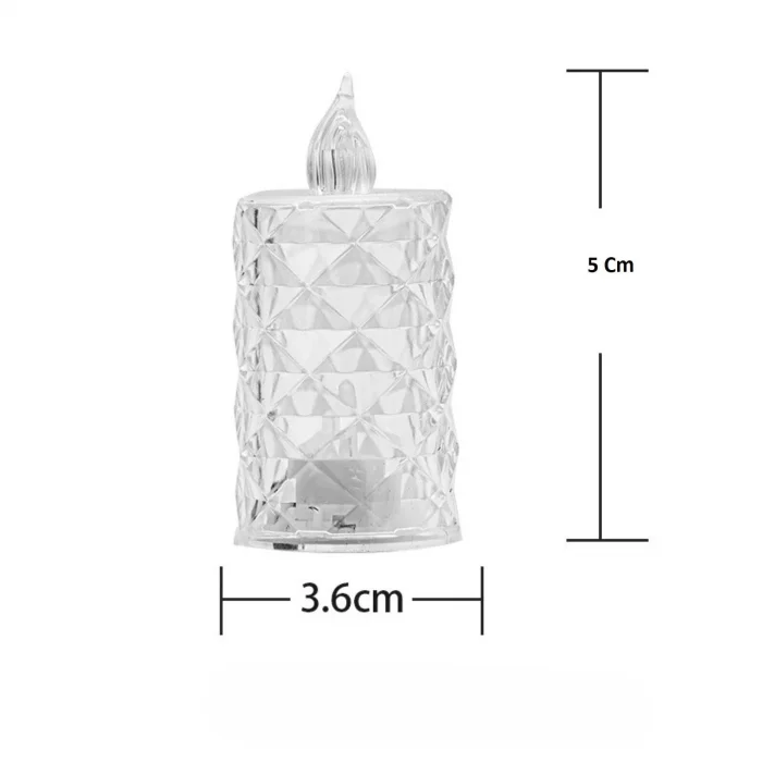 BUĞZ Led Mum Şeffaf Kristal LED Mum Pilli Alevsiz Çay Mumu Düğün Doğum Günü Ortam Işığı Mini