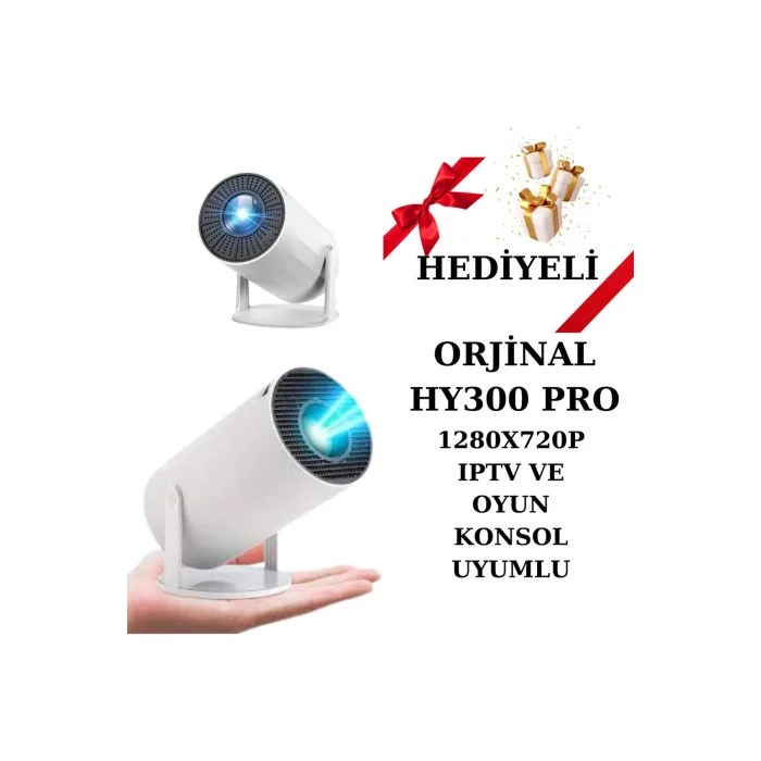 BUĞZ LED projeksiyon cihazı 4K çözünürlük 1280x720 beyaz 2000:1 kontrast USB HDMI kablosuz