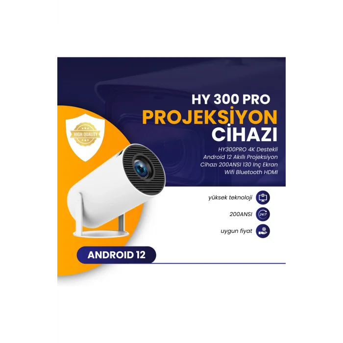BUĞZ LED projeksiyon cihazı 4K çözünürlük 1280x720 beyaz 2000:1 kontrast USB HDMI kablosuz