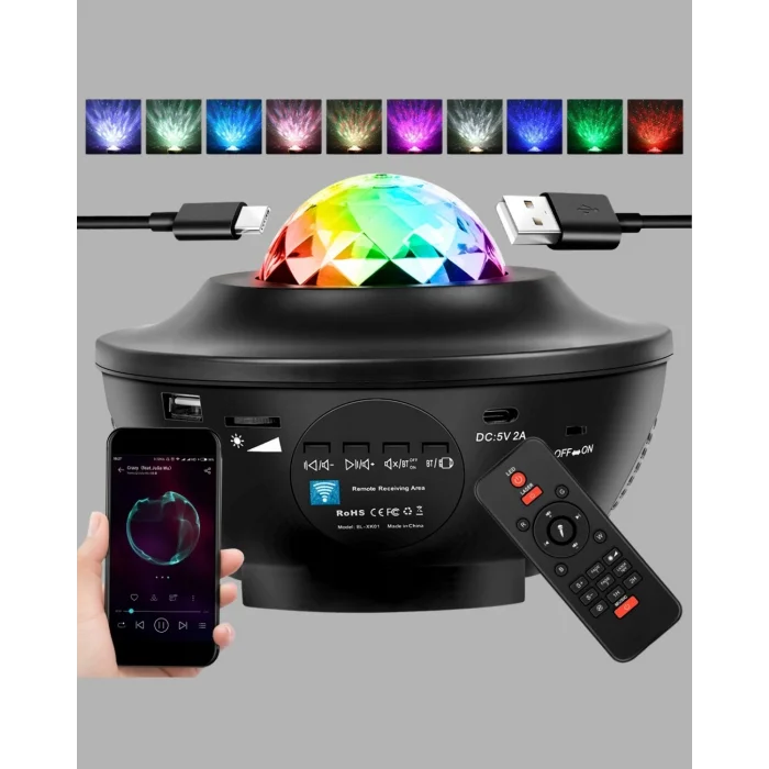 BUĞZ LED Yıldızlı Projektör Galaxy Modlu Renk ve Parlaklık Ayarlı Gece Lambası