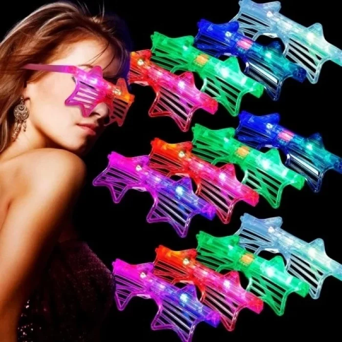  Ledli Yıldız Parti Gözlüğü 6 Renk 12 Adet