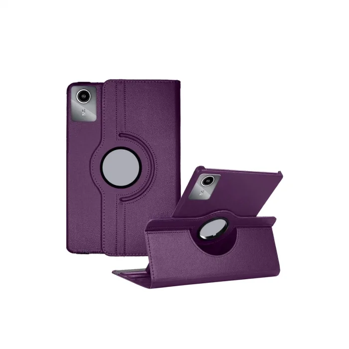 BUĞZ Lenovo Tab M11 Tb330fu 360 Tablet Deri Kılıf - Mürdüm